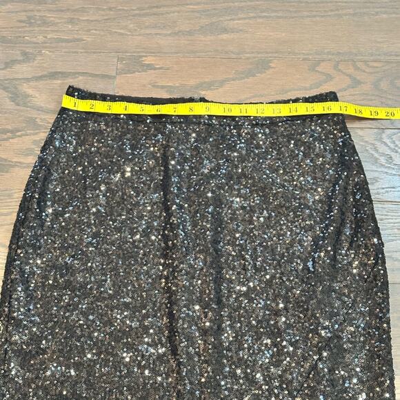 ASOS Curve Knee Length Faux Wrap Black Sequin Skirt Size 14 - Picture 5 of 9